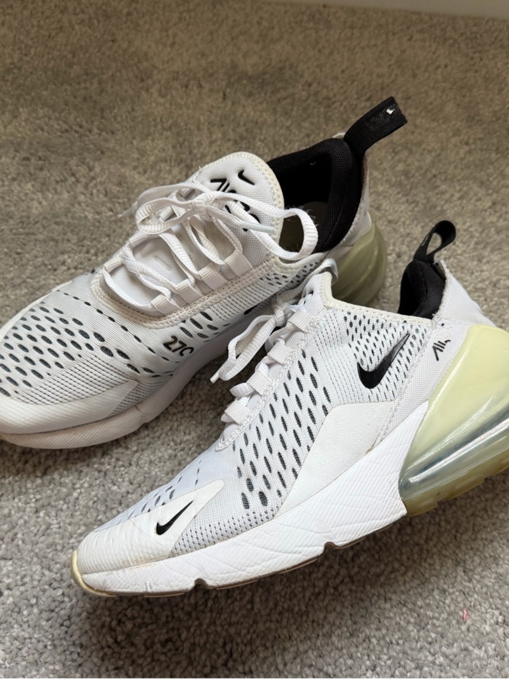 Nike White and Black Mesh Athletic Sneakers